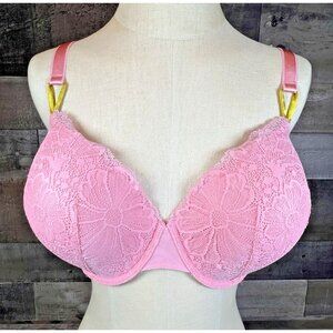 Victoria's Secret Sexy Tee Posey Lace Demi Bra 38DDD Pink EUC